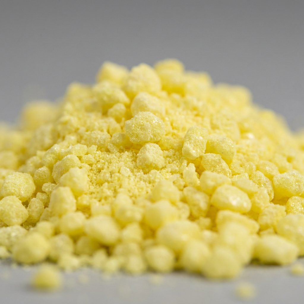 Pile of yellow granular sulphur, representing BRONCI's Granular Sulphur supply